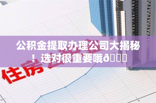 安溪公积金提取办理公司大揭秘！选对很重要哦😎